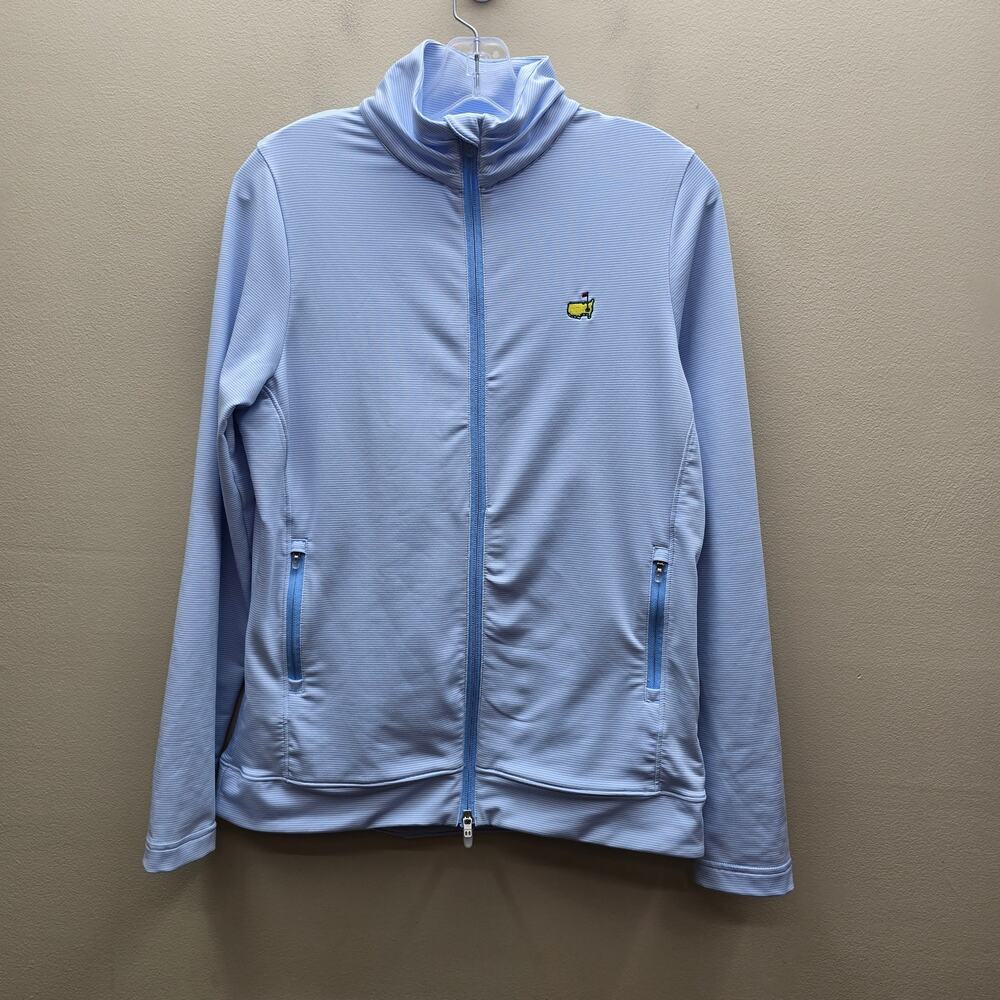 Masters Magnolia Lane Tech Womens Striped Full-Zip Golf Jacket Blue White Medium